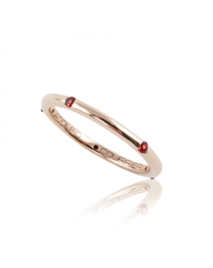 Rose gold and red sapphires Wedding ring PopMini...