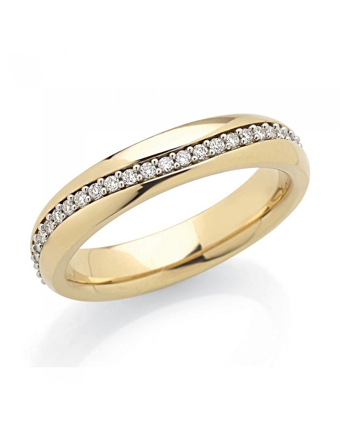 Yellow Gold Wedding Ring with round of 48 Diamonds,...