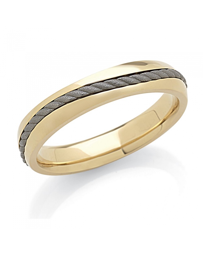 Wedding Ring in Yellow Gold and Titanium, 4,5mm