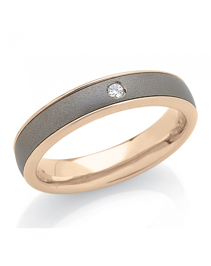 Rose Gold Wedding Ring with 5.5mm Titanium Band and...