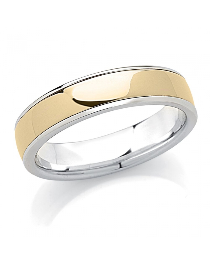 White Gold Wedding Ring with Yellow Gold Band, 5mm