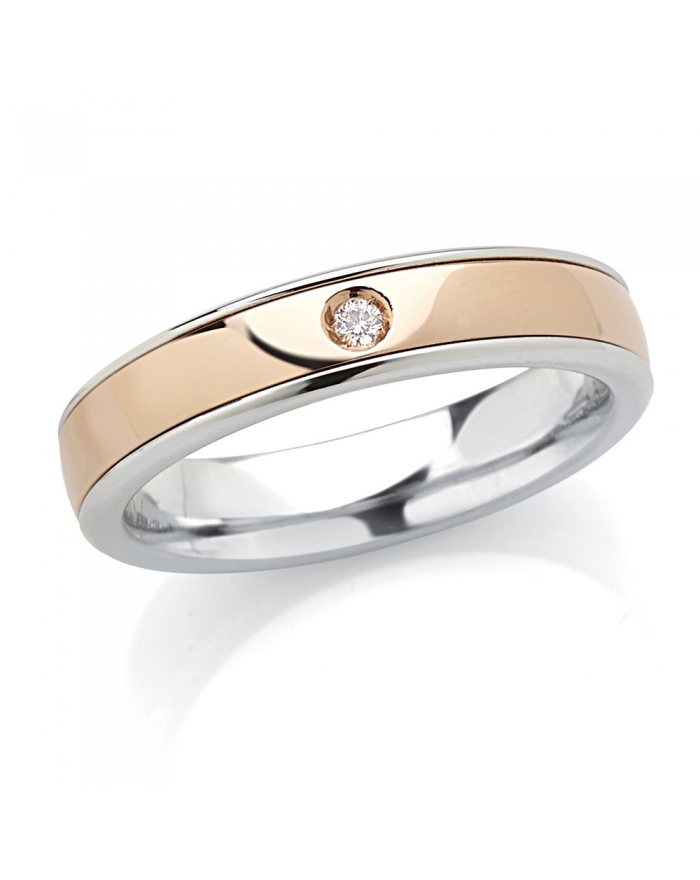White Gold Wedding Ring with 4.5mm Rose Gold Band...