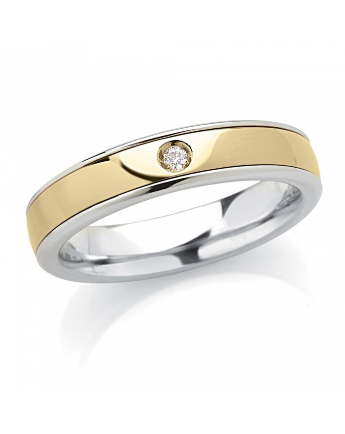 White Gold Wedding Ring with 4.5mm Yellow Gold Band...