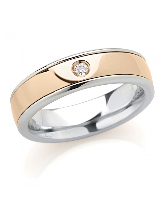 White Gold Wedding Ring with 5.5mm Rose Gold Band...