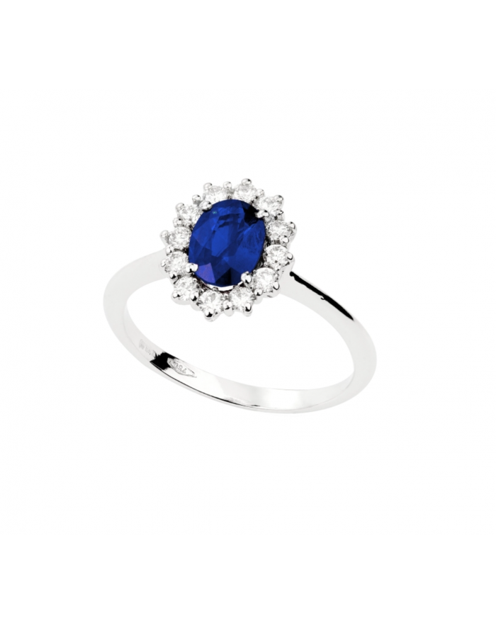 Brown ring in white gold with sapphire and diamonds