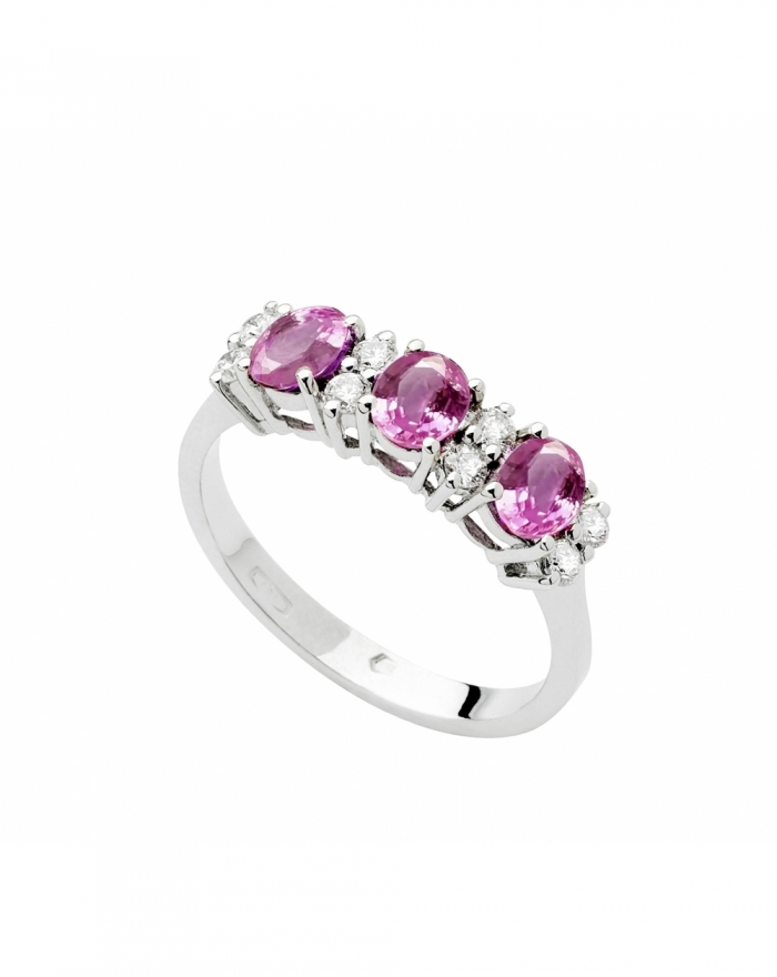 Trilogy in pink sapphires and diamonds