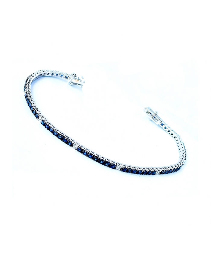 White gold tennis with sapphires and diamonds