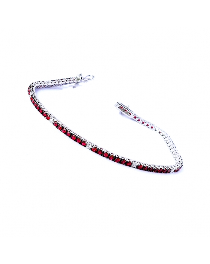 White gold tennis with rubies and diamonds