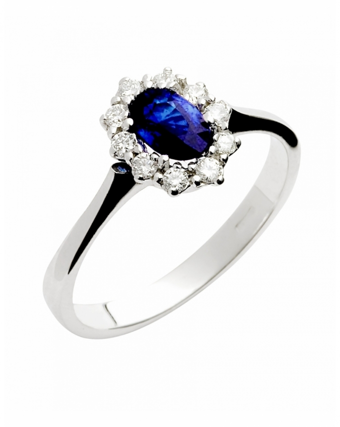 Brown ring in white gold with sapphire and diamonds