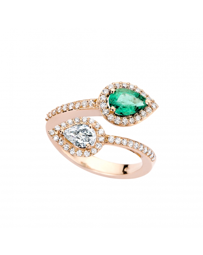 Gori Gioielli - Contrarié smeraldo e diamante oro rosa