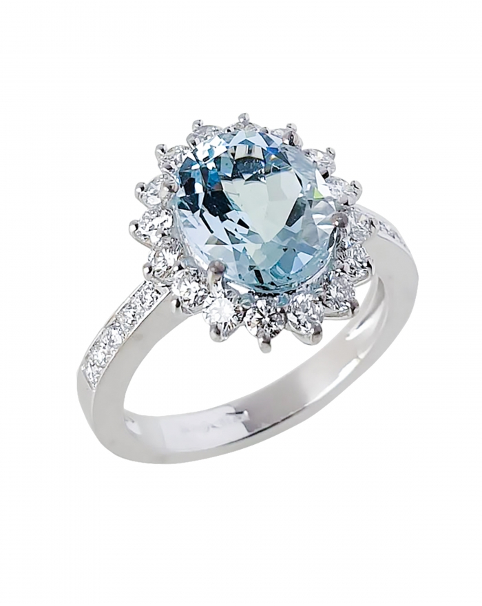 Gori Gioielli - "suela" anillo aquamarine y diamantes