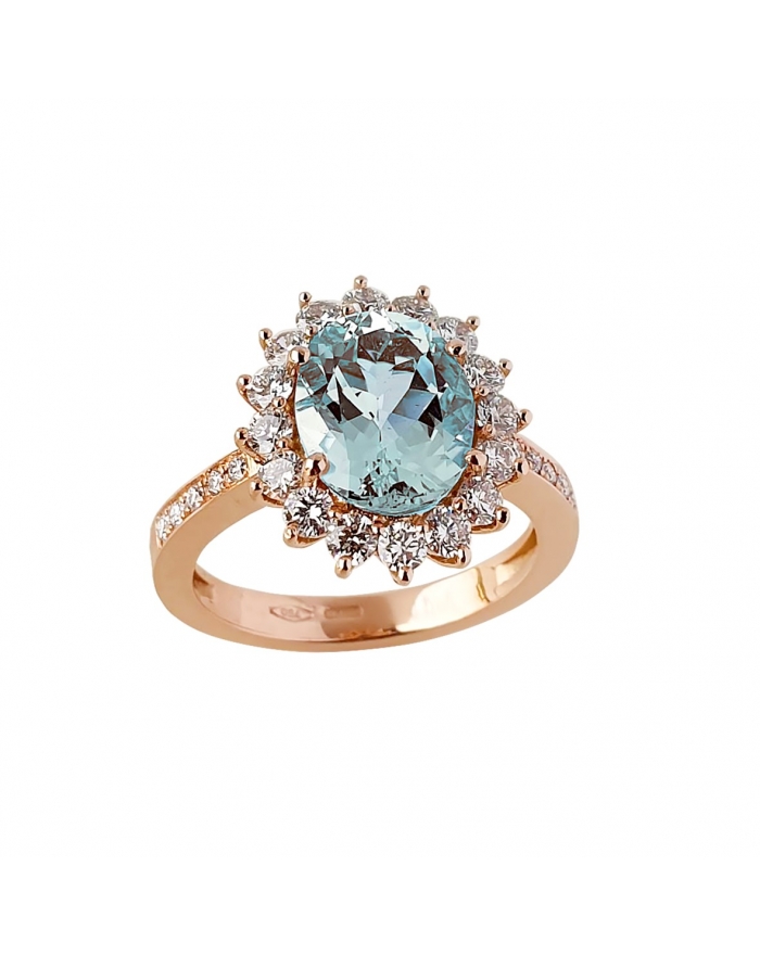 Gori Gioielli - "sole" ring aquamarine and pink gold...