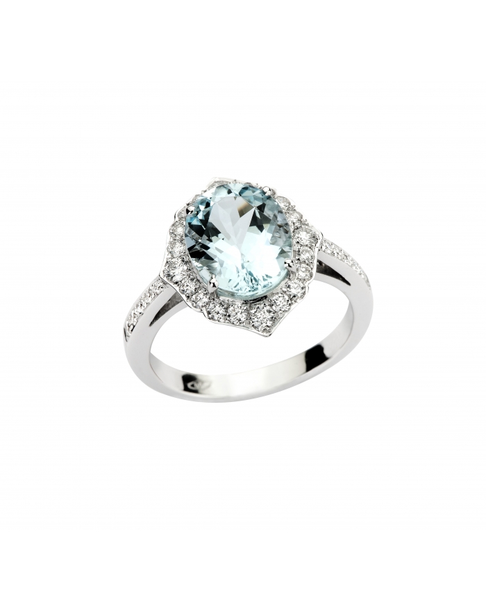 Gori Gioielli - Ring "Morocco" aquamarine and diamonds