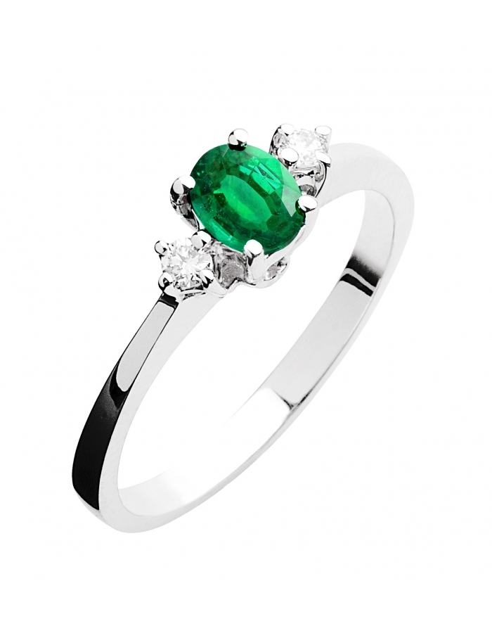 Gori Gioielli - Emerald ovaler Ring und weißes Gold