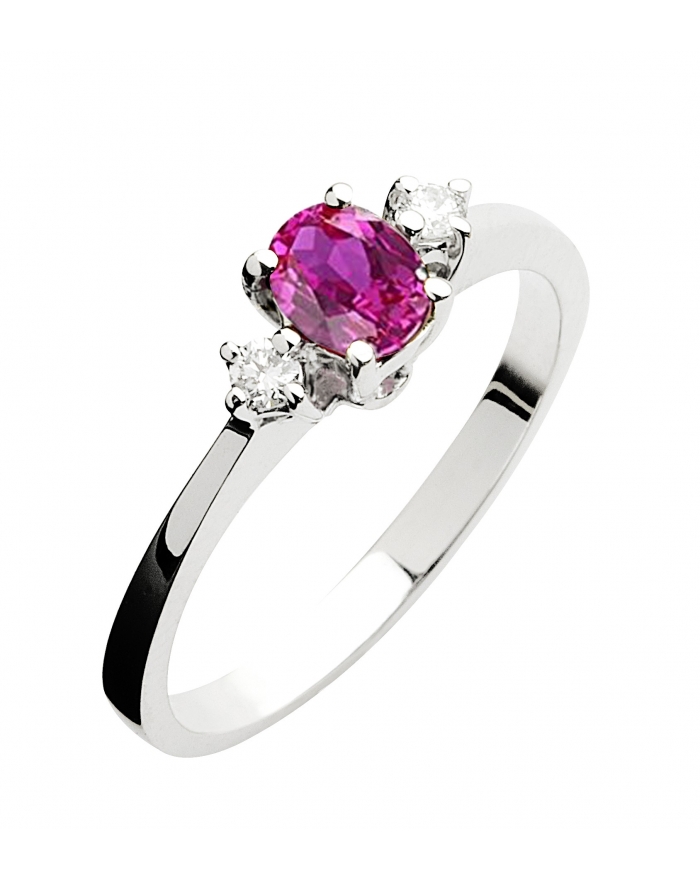 Gori Gioielli - Ring oval in pink sapphire and white...