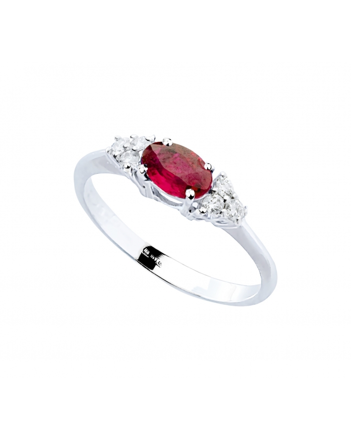 Gori Gioielli - Vertical ring in ruby and white gold