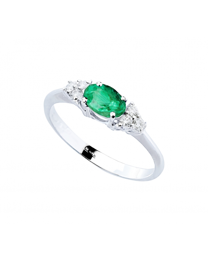 Gori Gioielli - Vertical ring in emerald and white gold