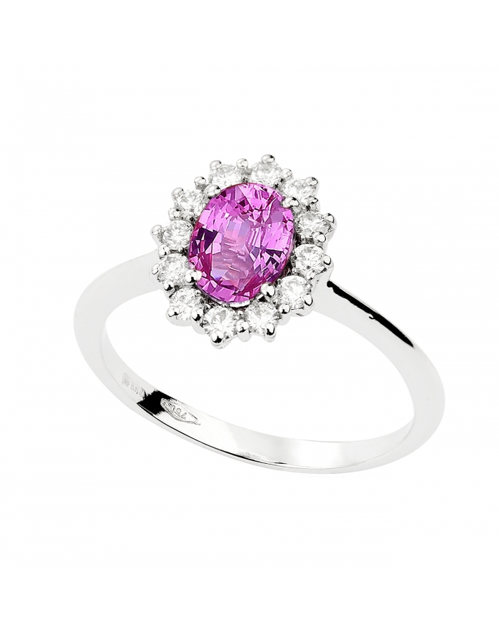 Gori Gioielli - Pinky Ring in rosa Saphir und weißem...