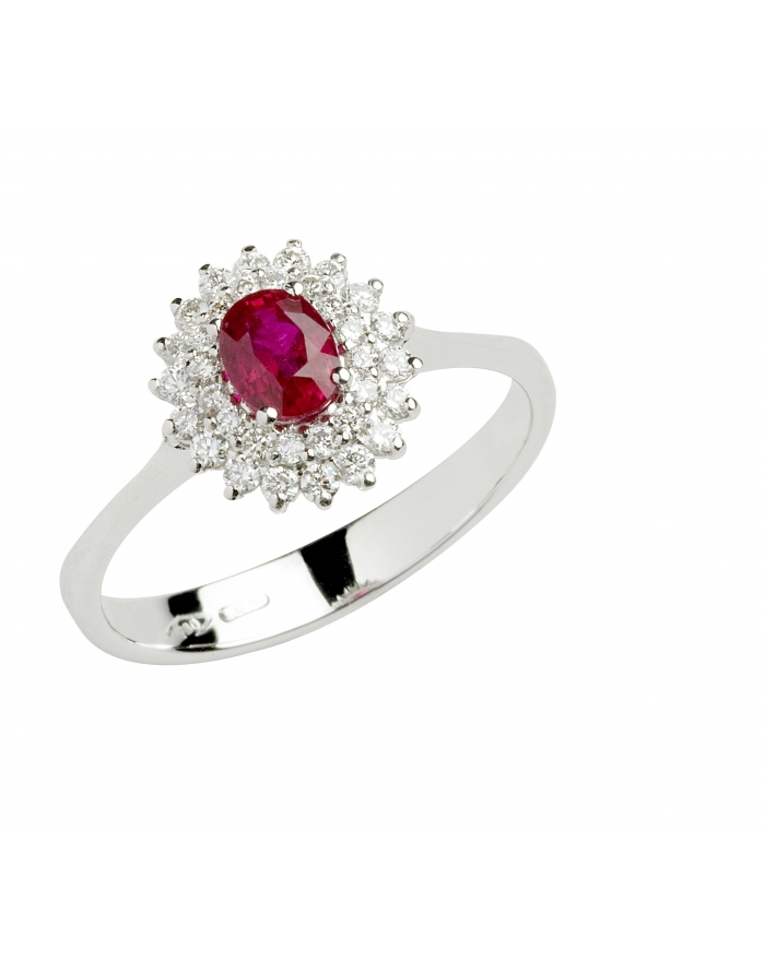 Gori Gioielli - Ruby ring double round in ruby and...