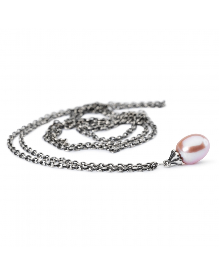 Trollbeads - Collana d'argento con perla rosa