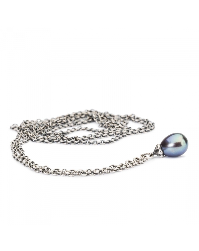 Trollbeads - Silver necklace with peacock pearl