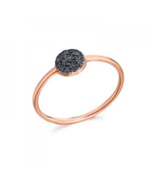 Rosette ring diamonds black 18k pink gold