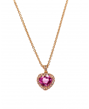 Crivelli - Collana cuore zaffiro rosa e diamanti
