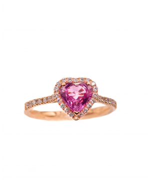 Crivelli - Anello cuore zaffiro rosa e diamanti light