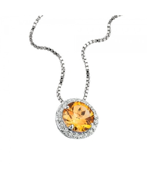 Rosa collar de oro con citrina y diamantes