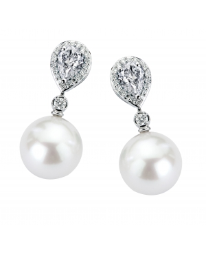 White gold diamond drop earrings