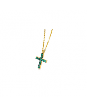 LeCarré - Catena in oro 18k croce di smeraldi.