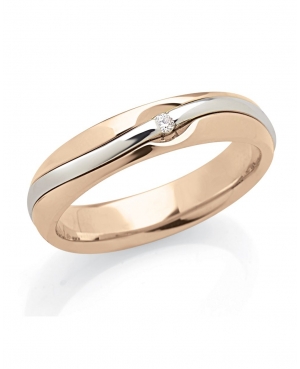 Artlinea - Fede 4,5mm in Oro Rosa con Diamante e oro...